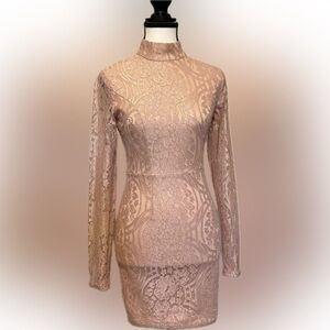 Pretty Little Thing Champagne Pink Lace Dress